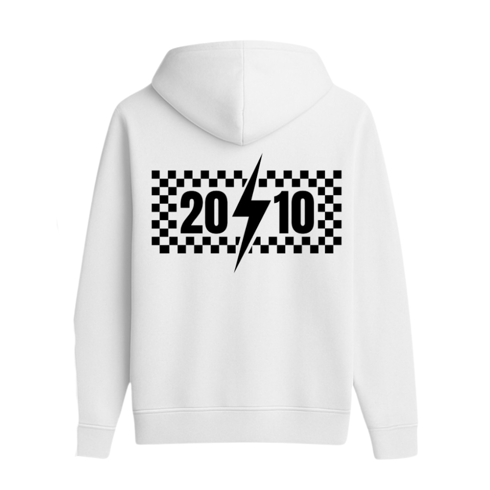 Checkered "2010" Hoodie | White